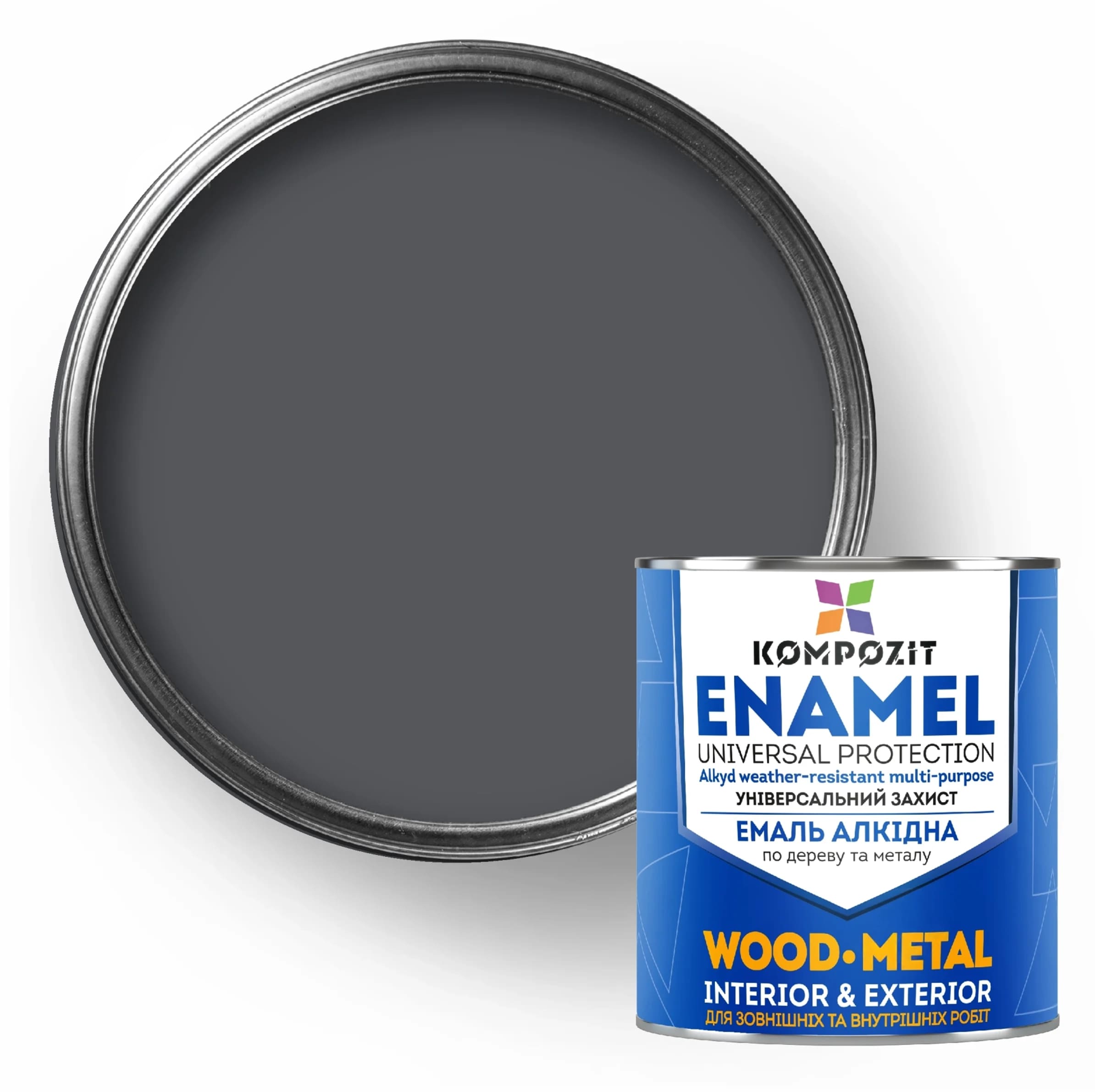 Емаль алкідна Kompozit ПФ-115 Графіт (RAL 7024), мат 0,9 кг